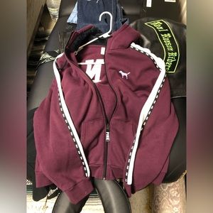Maroon bling Victoria Secret Zip Up